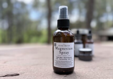 Altai Truth magnesium spray bottle for muscle relaxation, tension relief, and mineral support.