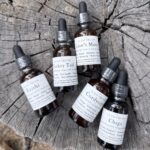 Altai Truth mushroom tinctures on natural wood surface — Lion’s Mane, Reishi, Chaga, Cordyceps, Turkey Tail wellness extracts.