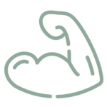 Shilajit strength graphic with muscle icon representing mineral support and vitality.